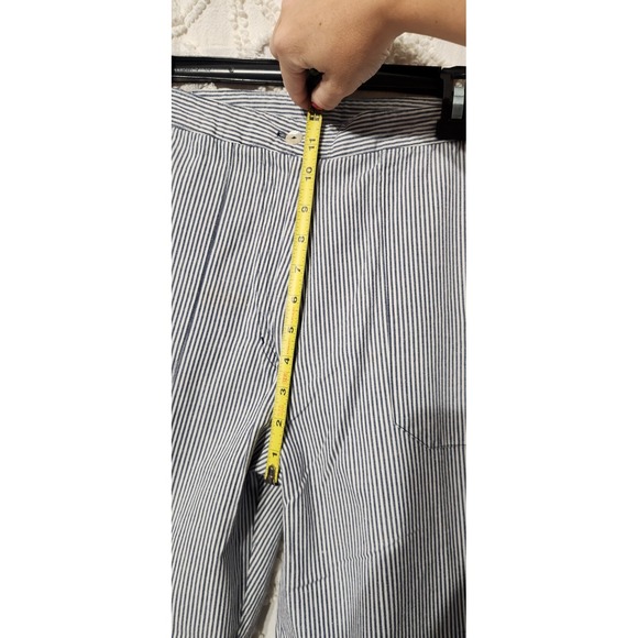 Choices Womens M Pants Striped Cotton Ankle Nautical Blue White Wide Leg Cropped - Picture 8 of 11